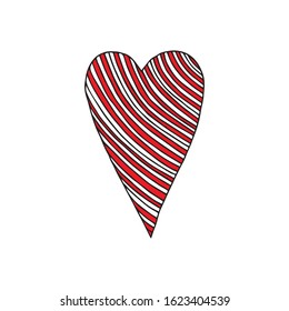 Cute single heart.  Vector illustration drawn by hand for wedding and children's design, logo and greeting card, fabric, textiles, cover. Scandinavian style.