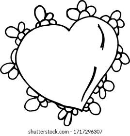 Cute single heart.  Vector illustration drawn by hand for wedding and children's design, logo and greeting card, fabric, textiles, cover. Scandinavian style
