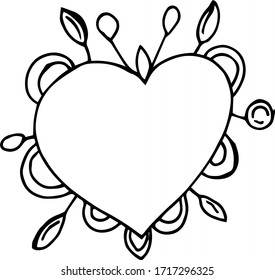 Cute single heart.  Vector illustration drawn by hand for wedding and children's design, logo and greeting card, fabric, textiles, cover. Scandinavian style