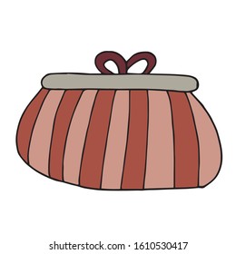 Cute single purse or bag. Vector illustration drawn by hand for clothing, poster, textile, fabric, cover, greeting card, decoupage. Scandinavian style.