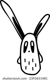 Cute single rabbit in doodle style isolated on white, vector illustration