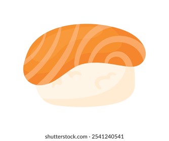 Icono lindo del arte de la comida del sushi del salmón en la Ilustración vectorial aislada animada de la historieta para la cocina de la comida japonesa