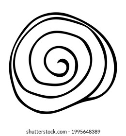 Cute single vector element-bun roll. Hand-drawn sketch illustrations for the design of restaurants, bakeries, cafes, advertising, prints, emblems and logos.