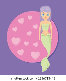 cute siren with hearts love