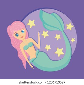 cute siren with stars icon