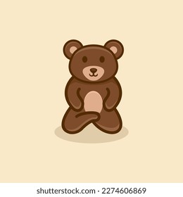 Cute Sit Bear Logo Design