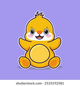 Muñeca animal sentada linda, conveniente para las pegatinas. Vector animal lindo