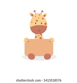 Cute sitting baby giraffe vector