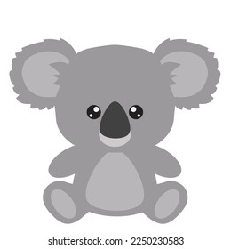 Cute sitting baby koala vector cartoon illustration