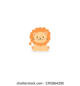 Cute sitting baby lion vector icon