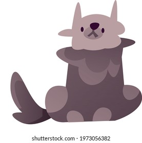 Cute sitting baby wolf cartoon vector clipart