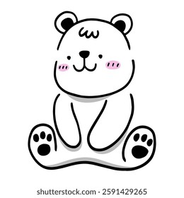 Cute Sitting Bear: An adorable cartoon-style illustration of a sweet bear in a sitting position, exuding warmth and charm, featuring simplistic design elements.