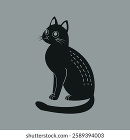 Cute Sitting Black Cat Design