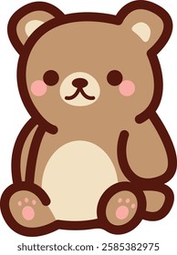 Cute Sitting Brown Bear Illustration