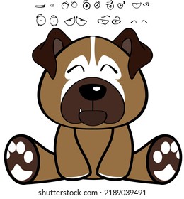 cute sitting bulldog character cartoon expressions set collection, illustration vector format 