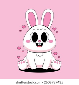 Cute sitting bunny cartoon	illustration