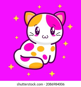 cute sitting cat character vector