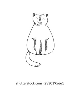 lindo gato sentado al estilo de doodle. ilustración vectorial dibujada a mano