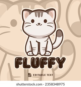 Cute Sitting Cat Logo Cartoon