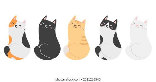 Cute sitting cat vector illustration.