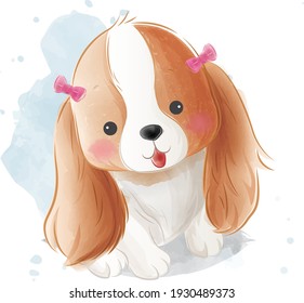 Cute Sitting Cavalier Puppies Series