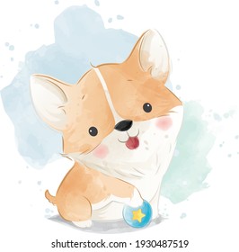 Cute Sitting Corgi Puppy Set