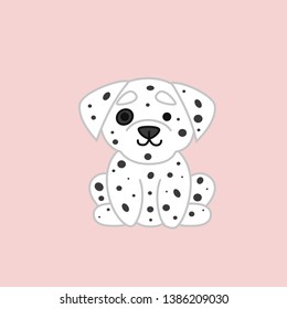 Cute Sitting Dalmatian Cartoon Vector Illustration