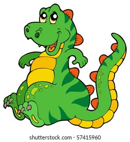 Cute sitting dinosaur - vector illustration.