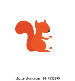 Cute sitting down baby squirrel vector