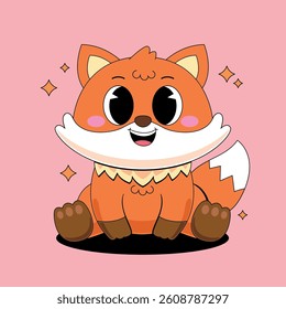 Cute sitting fox cartoon illustration