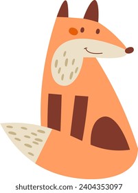 Cute Sitting Fox Vector Illustration