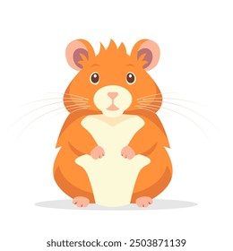 Cute sitting Hamster icon front view. Happy home rodent animal. Hamster pet. Vector illustration isolated on white background.