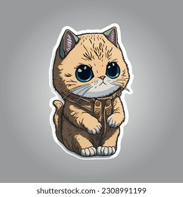 Cute sitting kitten cartoon sticker: This sticker captures the adorable essence of a little kitten sitting sweetly. Perfect for expressing your love for these cute furry companions!