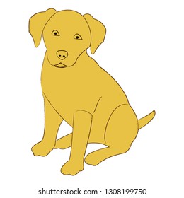 Cute sitting labrador retriever puppy vector illustration