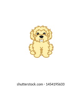 Cute Sitting Mini Goldendoodle Puppy Cartoon Vector Illustration for Greeting Cards, T-Shirt or Website