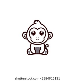 cute sitting monkey coloring set