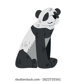 Cute Sitting Panda Bär, Funny Wild Animal Cartoon Style Vektorgrafik auf weißem Hintergrund