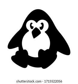 Cute sitting penguin sign. Southern Hemisphere bird logo icons vector illustration