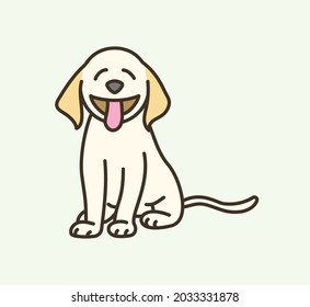 Cute sitting pet Labrador with tongue out in cartoon vector art illustration design