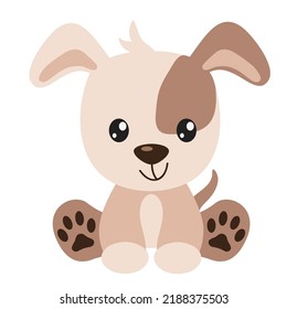 Cute sitting puppy dog vector cartoon illustration