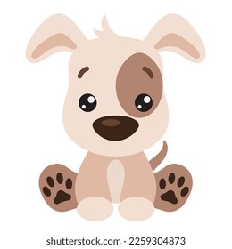 Cute sitting puppy dog vector cartoon illustration