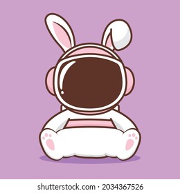 cute sitting rabbit in astronaut costume