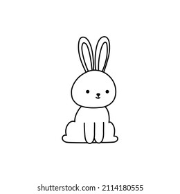 Conejo de sentada, conejo de doodle blanco y negro