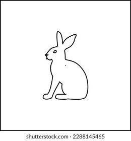 A cute sitting rabbit line art vector.