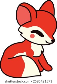 Cute Sitting Red Fox Illustration
