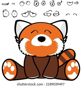 cute sitting red panda character cartoon expressions set collection, illustration vector format 