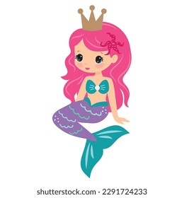 Cute sitzende Meeresprinzessin mermaid Vektorgrafik