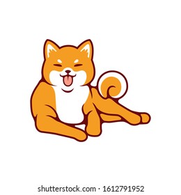 Cute Sitting Shiba Inu Dog Chill With Tongue Out Vector illustration - Vector