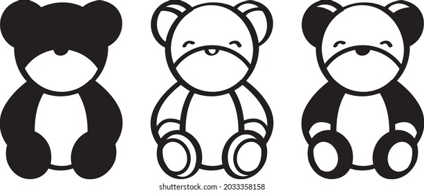 Cute Sitting Silhouette Bear Set