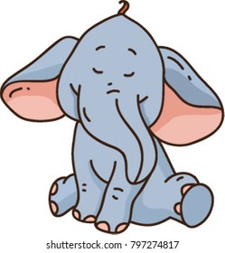 Cute sitting smiling elephant